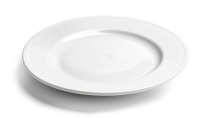 White Plate On White. Empty Plate for Dining, Isolated on Background