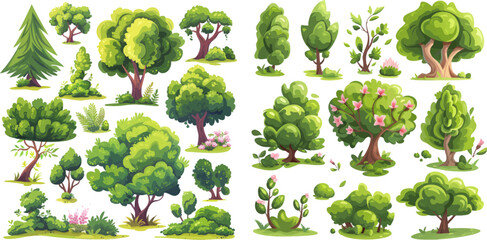 Poster - Green plants with flowers for vegetation spring backyard landscape wood plant foliage