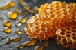 Close Up of Honeycomb on Table. Generative AI