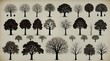 set of trees silhouettes 200 intricate, distinct tree vectors for an even more comprehensive collection of trees