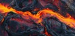 A surreal depiction of lava flowing beneath a glassy surface, with vibrant reds and oranges shining through. The texture of the lava is smooth and glossy, indicating its high temperature and fluidity.