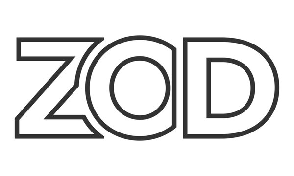 ZOD logo design template with strong and modern bold text. Initial based vector logotype featuring simple and minimal typography. Trendy company identity.