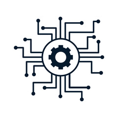 Poster - The concept of implementing software process automation systems. Vector icon isolated on white background.