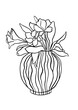 Vector illustration - ink sketch of freesia flowers in vase. Art for for prints, wall art, banner, background