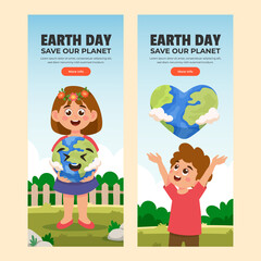 Sticker - Earth day hand drawn banner set