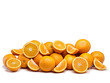 Vitamin C, citrus and orange with fiber, slices in studio for health or wellness in mockup space. Nutrition, healthy and food as fruit, antioxidant and juice for organic, eating and diet as snack