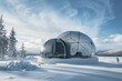 Modern Geodesic Dome Amidst Snowy Arctic Landscape