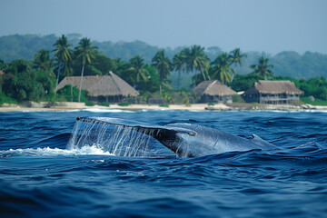 Wall Mural - Blue whale in Mirissa srilanka