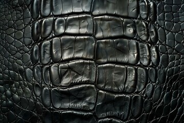 Poster - AI generated illustration of alligator's textured skin in grayscale