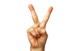 Hand symbol of victory, transparent background