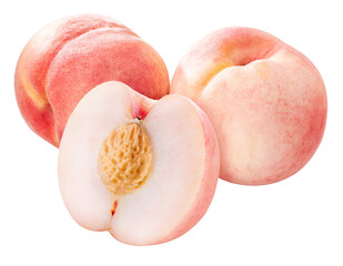 Wall Mural - peach fruit isolated on white background, fresh peach on white background png file.