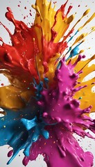 Wall Mural - AI generated illustration of Vibrant colored paint splashing on a white background