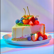 Artistic angle rainbow fruit topping