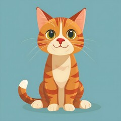 Poster - AI generated illustration of a ginger cat on a blue background