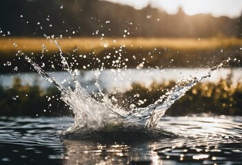 Wall Mural - a splash of water on the surface of a body of water