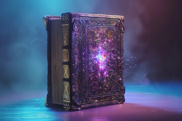 Aufkleber - A purple book with a glowing orb in the middle