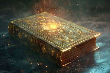 Aufkleber - A magic book with a glowing orb in the middle