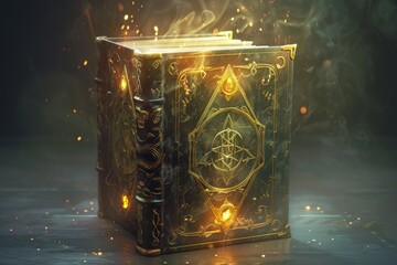 Aufkleber - A magic book with a glowing orb in the middle
