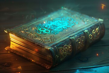 Aufkleber - A magic book with a glowing orb in the middle
