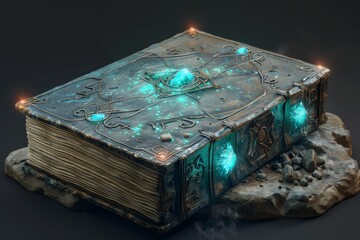 Aufkleber - A magic book with a glowing orb in the middle