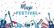 Music Festival - Banner - Celebrating the Joy of Music on World Music Day - Editable vector illustrations and titles - Festive and modern elements - Design - party favors 