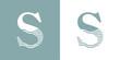 Logo Nautical. Letra inicial S con olas de mar