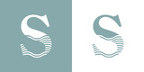 Fototapeta Do przedpokoju - Logo Nautical. Letra inicial S con olas de mar