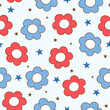 Draw seamless pattern flower fourth of July Fabric print Printable paper