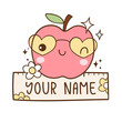 Drawretro apple name frame For Teachers day Back to school Printable shirt
