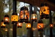 Halloween Lanterns: Hang lanterns with Halloween motifs.