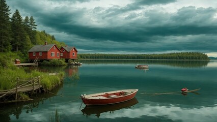 Wall Mural - boats on the lake