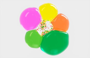Aufkleber - Abstract beauty fashion geometric sphere in flower shape. Spring and summer concept background. 3d rendering.