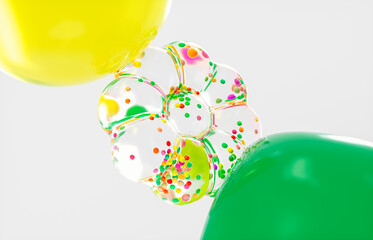 Aufkleber - Abstract beauty fashion geometric sphere in flower shape. Spring and summer concept background. 3d rendering.
