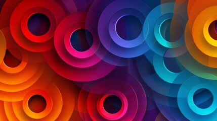 Wall Mural - Circles of rainbow colors in an abstract modern background