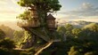 A photo of a Treehouse Blending into Natural Setting