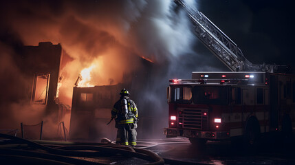 Wall Mural - firefighters in action