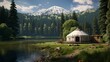 A photo of a Yurt in a Serene Natural Environment