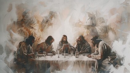 Wall Mural - Jesus preached the Lord's Supper with his disciples