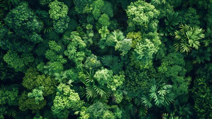 Aufkleber - A lush green forest with many trees and plants. The trees are tall and green, and the leaves are large and full. The forest is dense and full of life, creating a peaceful and serene atmosphere