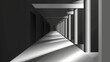 Modern illustration of a modern corridor or hallway interior of a house, office, or museum building with inclined columns and black walls.