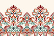 Damask Ikat floral pattern on white background vector illustration.	