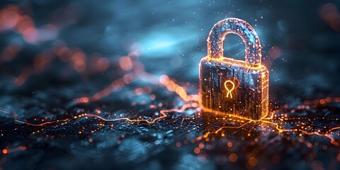 Poster - Secure Digital Padlock Icon Symbolizing Robust Cyber Security Measures in a Digital World with Copy Space