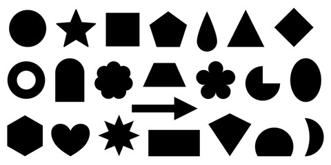 Wall Mural - collection of basic shapes – set of simple geometric figures isolated on a white background