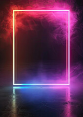 Wall Mural - neon frame with smoke 