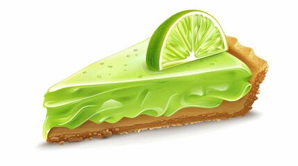 Wall Mural - slice of lime pie on a white background