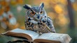 Owl Perched on Open Book