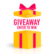 Giveaway Enter to Win Poster Template Design for Social Media Post or Website Banner. Gift box. Win a prize giveaway. Gift box with modern typography lettering Giveaway. Vector illustration