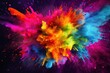 Explosion of colored powder, isolated on black background, Ai Generated