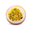 half of passion fruit isolated on white background