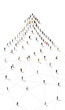 © master1305 - Aerial view of people connected with line and forming arrow symbol, moving forward with determination and purpose. Concept of coordination. innovation, cooperation, business